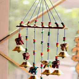 ishu handi artistic Rajasthani Colorful Wooden Bells Design Wind Chime Wood Windchime image 2
