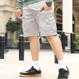 instafab plus Solid Men Grey Casual Shorts image 2