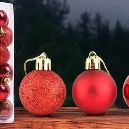 New_Big Size 36 Pieces Xmas Tree Ball Ornaments GlitteringT46 Hanging Ornaments Pack of 36-image-48