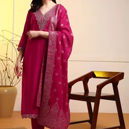 new ethnic 4 you Embroidered Kurta, Salwar & Dupatta Set-picture-27