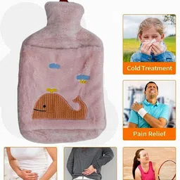 da novira Comfirt Hot Water Rubber Bag with Soft Plush Fur Pocket Cover For Body Ache Non-Electrical 2 L Hot Water Bag image 5
