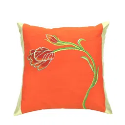 ANS Orange & Green Set of 2 Floral Square Cushion Covers image 5