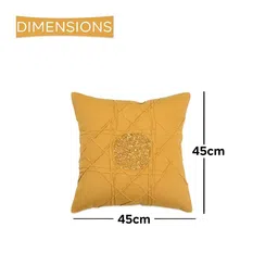 Ode & Cleo Yellow 3 Pieces Embroidered Cotton Square Cushion Covers image 3