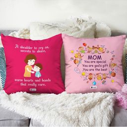 Indigifts Grey & Coffee Brown 2 Pieces Printed Fiber Pre Filled Cushions-picture-20
