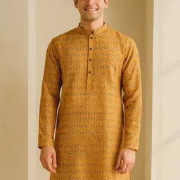 jugg jugg jeeyo Men Printed Silk Blend Straight Kurta image 2