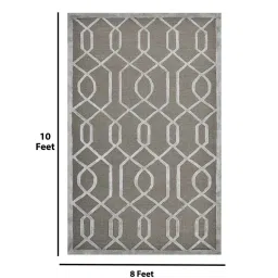 saraswati global Grey Geometric Wool And Viscose 8X10 Hand-Tufted Carpet image 2