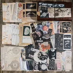 exeqianming Set of 200 Pcs Vintage Space Paper Kit – DIY Scrapbook, Journal & Collage Art Theme, Scrapbook Kit-picture-13