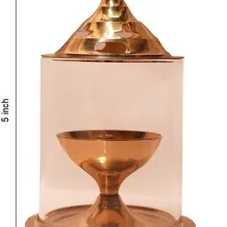 wacky Brass and Glass akhand deep Diya Diya Oil Lamp for Home Temple 4.8 inch Brass (Pack of 2) Table Diya Set image 3