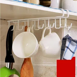 blubasket Kitchen Storage Rack Cupboard Hanging Hook Bathroom Organizer (Pack of 2) White Door Hanger-picture-20