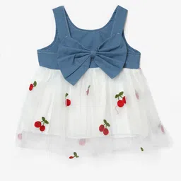 Hopscotch Girls Blue & White Print Blouson Top with Cap image 4