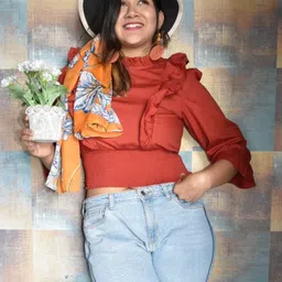 Tokyo Talkies Orange Ruffles Blouson Top-picture-10