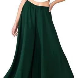 manijayfab Women Regular Fit Green Georgette Trousers-picture-14