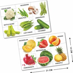 aryanseduworld Preschool Vegetable & Fruit Puzzle Combo Pack 2in1 set of 2 56pcs for kids 4+yrs image 3