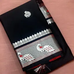 visvasta Woven Kanjivaram Jacquard, Cotton Silk Saree-picture-23