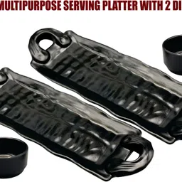 zido Snacks Serving Platter for serving all type of snacks with 2 Dip Bowl Sizzler Tray-picture-24