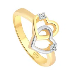 Vighnaharta Double Heart Gold-Plated Cubic Zirconia-Studded Adjustable Finger Ring image 2
