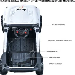 smallboytoys New 528 WHITE Battery Operated Off Road Jeep (1-6 yrs) Jeep Battery Operated Ride On image 3