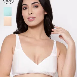Inner Sense White & Sea Green Solid Non-Wired Non Padded Maternity Sustainable Bra Pack of 3 image 1