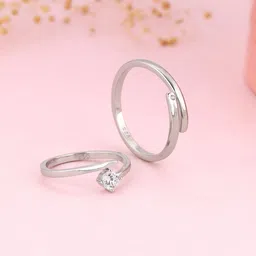 GIVA Set Of 2 925 Sterling Silver Rhodium-Plated Stone Studded Adjustable Finger Ring image 1
