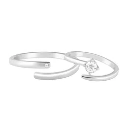 GIVA Set Of 2 925 Sterling Silver Rhodium-Plated Stone Studded Adjustable Finger Ring image 2