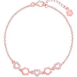 GIVA Women 925 Sterling Silver Rose Gold-Plated Adjustable Link Bracelet image 5