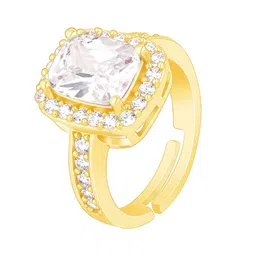 GIVA 925 Sterling Silver Gold-Plated Stone-Studded Finger Ring image 5