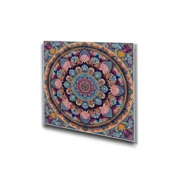 nestroots Mandala Flower Canvas Set Printed Wall Painting Set of 4 White Frame image 4