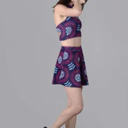 keepfit women's floral printed padded round neck top and skirt swimset Printed Women Swim-dress Multicolor Swimsuit-picture-12