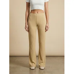 nexsus apparels Women Flared Cream Corduroy Trousers-picture-10