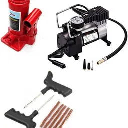 indmart Metal air compressor 150psi, Tyre repair kit, 3 Ton bottle hydraulic jack Combo-picture-10