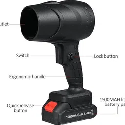 washify Turbo Jet Blower, Cordless Turbo Super Power Air Duster Backward Curved Air Blower image 2