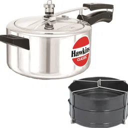 hawkins Classic 4 Ltr Pressure Cooker With Hard Anodised 2 Pc Separater Cooker Dabba and Stand 4 L Pressure Cooker-picture-22