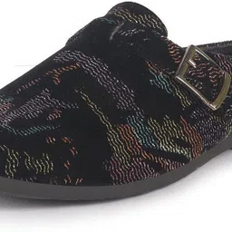 fausto Abstract Print Back Open Velvet Ethnic Kurta Shoes with Side Adjustable Strap Mojaris For Men image 5