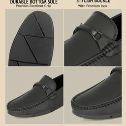 areeba Black Loafers for Men Formal Look Stylish Casual Shoes Daily Use Comfort Fit Loafers For Men image 5