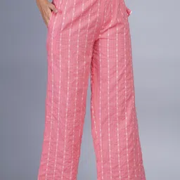 welcomekurti Women Regular Fit White Pure Cotton Trousers image 1