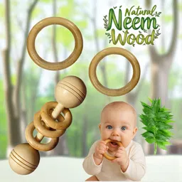 shreeja shilpcraft Handcrafted with Natural Neem Wood Rattles 3 Pcs Rattle-picture-34