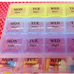 retail basket Storage Box for 7 Days, 4 Layer Pillbox 1 week Pill Medicine Tablet Case box Storage 28 Days Pill Box (Multicolor) Pill Box image 2