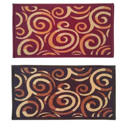 athom living Multicolor Abstract Nylon 14x22 Inches AntiSkid 2 Door Mats image 2