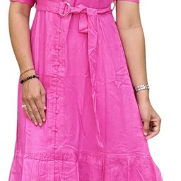 dharmaj creation Women Ethnic Dress Pink Knee Length Dress-picture-12
