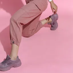 tokyo talkies Women Jogger Fit Mid Rise Pink Jeans-picture-49