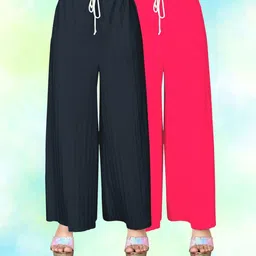 vspcreation Pack of 2 Women Regular Fit Multicolor Lycra Blend Trousers-picture-43