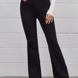 next one Women Flared Black Lycra Blend Trousers-picture-20