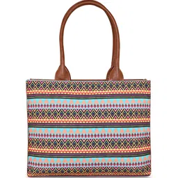 Sabhyata Geometric Shopper Tote Bag with Cut Work-picture-47