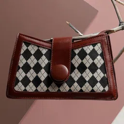 HAUTE SAUCE by Campus Sutra Brown PU Structured Satchel with Cut Work-image-16