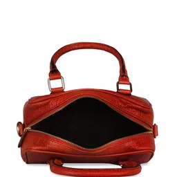 GENWAYNE Tan Brown Textured Leather Structured Handheld Bag image 3