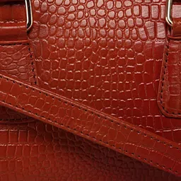 GENWAYNE Tan Brown Textured Leather Structured Handheld Bag image 5