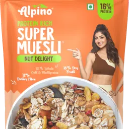 ALPINO 16g Protein-Rich Super Muesli Nut Delight 400g - 0 Added Sugar, 75% Whole Grains, 18% Fruits & Nuts - Source of Dietary Fibre & Healthy Fats-image-85