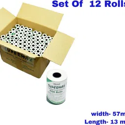 supermax Billing machine Paper roll 58mmx13 meter 50 gsm Thermal Paper (Set of 12 Thermal Cash Register Paper image 2