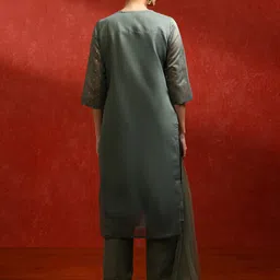 jaipur kurti Women Chanderi Kurta Pant Dupatta Set image 5