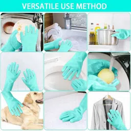 flavo Magic Silicone Dish Washing Gloves, Silicon Cleaning Gloves Wet and Dry Glove image 5
